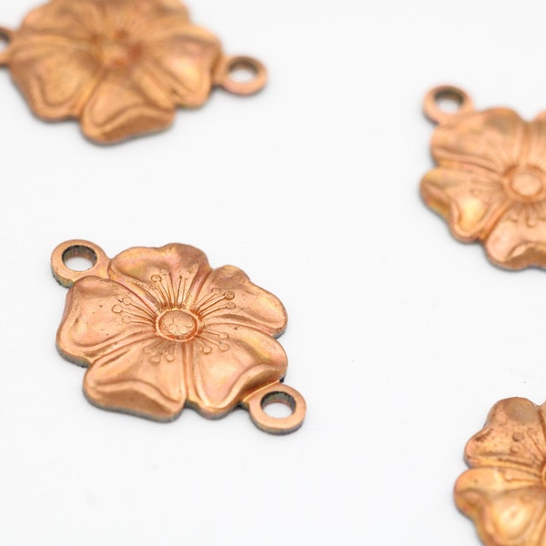 Small Copper Plated Flower Charm | 5/8" x 1/2"