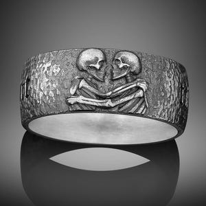 Skeleton Lovers Kissing Ring Til Death Rings For Mens Gift Boyfriend Jewelry Unique Promise Couple Ring Skull Bone Engagement Wedding Band