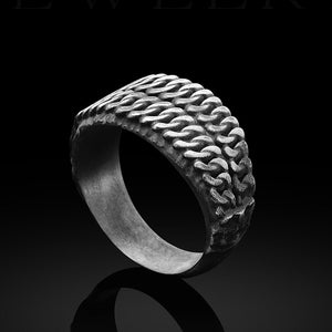 Stylish Chain Band Ring for Men in Sterling Silver, Silver Men Wedding Jewelry, Man Gift Ring, Wedding Ring, Anniversary Ring, Ring For Men