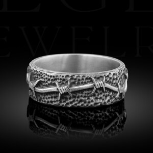 Silver Band Barbed Wire Ring Unique Barbed Wire Band Rings For Man Mens Barbed Wire Ring Men Biker Ring Pinky Band Sterling Silver Wire Ring