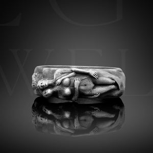 Liebhaber umarmt Ring, Paar Liebe Band Herren Ehering, Sterling Silber-Liebhaber Ringe, 925k Einzigartige Freund Ringe für Mann Schmuck Geschenk