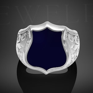 Fleur De Lis Knight Shield Ring Gift for Man, 925 Sterling Silver Shield Enamel Sealed Ring, Minimalist Sealed Ring Gift to Best Friend