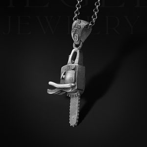 Silver Chainsaw Pendant For Men Chainsaw Necklace Sterling Silver Chainsaw Charm For Man Gift Handmade Silver Pendant Unique Chainsaw Gift