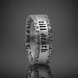 Till Death Ring For Couples - Unique Mens Promise Band - Sterling Silver Til Death Ring Custom Engraved Rings For Man Jewelry Gift Boyfriend