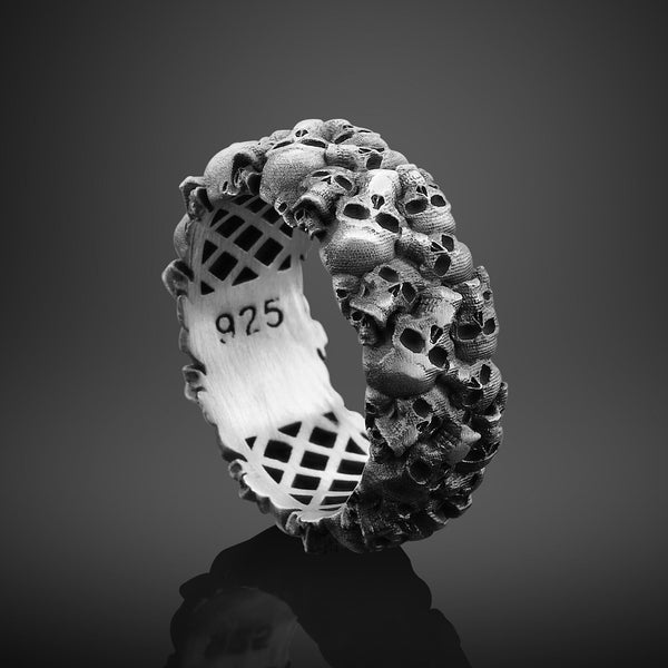 Skull Sterling Silver Cool Biker Ring Men, Vintage Gothic Skull Ring For Boyfriend, Unique Punk Goth Ring For Men, Skull Mens Jewelry Gift