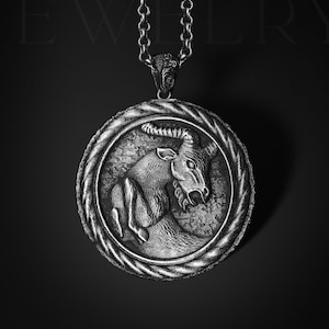 Capricorn Handmade Sterling Silver Men Charm Necklace, Capricorn Zodiac Sign Silver Men Jewelry, Horoscope Necklace, Capricorn Birthday Gift