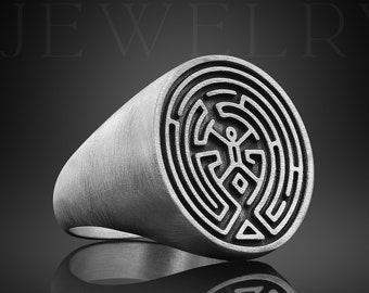 Silver Labyrinth Maze Ring Silver Maze Rings For Man Men Signet Ring Unique Silver Rings For Man Pinky Ring Men Labyrinth Unique Silver Gift