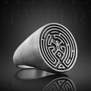 Silver Labyrinth Maze Ring Silver Maze Rings For Man Men Signet Ring Unique Silver Rings For Man Pinky Ring Men Labyrinth Unique Silver Gift