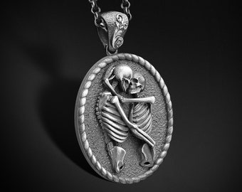 Skeleton Lovers Pendant Unique Skull Necklace Lovers of Valdaro Charm Gift For Boyfriend Jewelry Cool Mens Gift Couple Lovers Women Pendant
