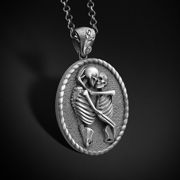 Pendentif amoureux squelette Unique collier tête de mort amoureux de Valdaro breloque cadeau pour petit ami bijoux Cool cadeau pour homme Couple amoureux femmes pendentif