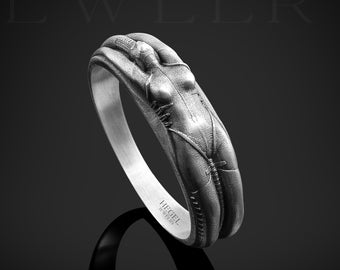 Steampunk Wedding Ring Biomechanical Woman Body Ring Cyber Bionic Female Body Ring For Man Steampunk Cyber Ring Unique Man Pinky Gothic Ring
