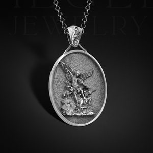 Archangel Saint Michael Silver Medallion, St Micheal Necklace, Orthodox Shield Archangel Pendant, St Michael Is Commander Of The Army Of God