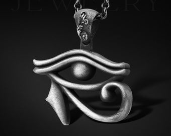 Eye Of Ra Charm Ancient Egyptian God Necklace in Silver, Mythology Necklace For Boyfriend Sun God Antique Evil Eye Pendant Eye of Ra Coin