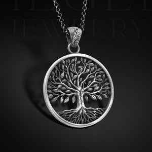 Life Tree Necklace, Men Yggdrasil Pendant, Scandinavian Yggdrasil Necklace, Viking Tree Necklace, Silver Chain Yggdrasil Pendant, Men Amulet