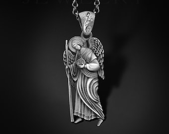Pendentif archange Raphaël en argent sterling, collier ange gardien chrétien