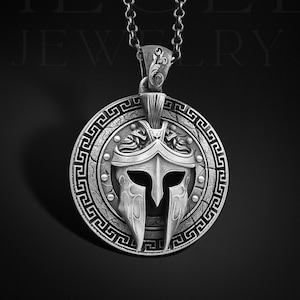 Silver Spartan Men Necklace, Warrior Mens Necklace, Spartan Shield Necklace, Leonidas Necklace, Mens Strong Silver Necklace, Men Silver Gift