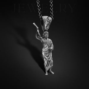 Sterling Silver Zeus Men&#39;s Necklace God Zeus Lightning Bolt Men Pendant Greek God Silver Man Jewelry Gorgon Mythology Necklace Gift For Mens