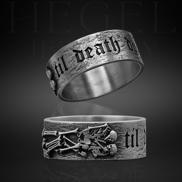 Skeleton Lovers Kissing Ring Til Death Rings For Mens Gift Boyfriend Jewelry Unique Promise Couple Ring Skull Bone Engagement Wedding Band