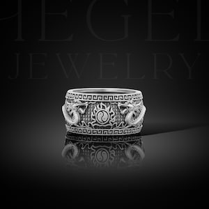 925 Sterling Silver Dragon Band Ring for Men, Yin Yang Men's Dragon Jewelry, Stylish Ring, Fantasy Dragon Ring Mythical Creature Gothic Ring