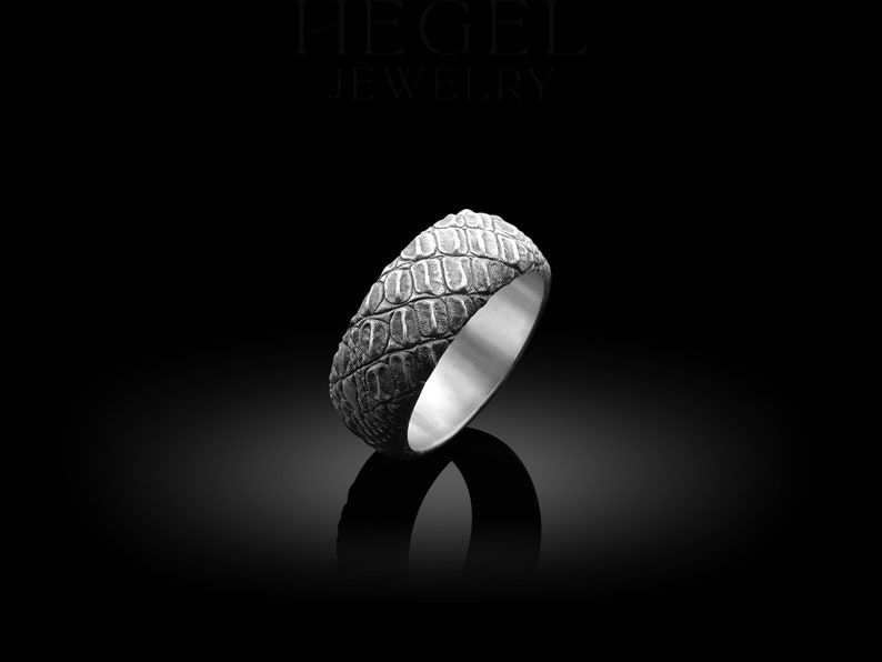 Crocodile Skin 925 Silver Adjustable Ring For Men Reptile Silver Men Jewelry Animal Band Minimalist Ring Gothic Jewelry Gift Ring For Men