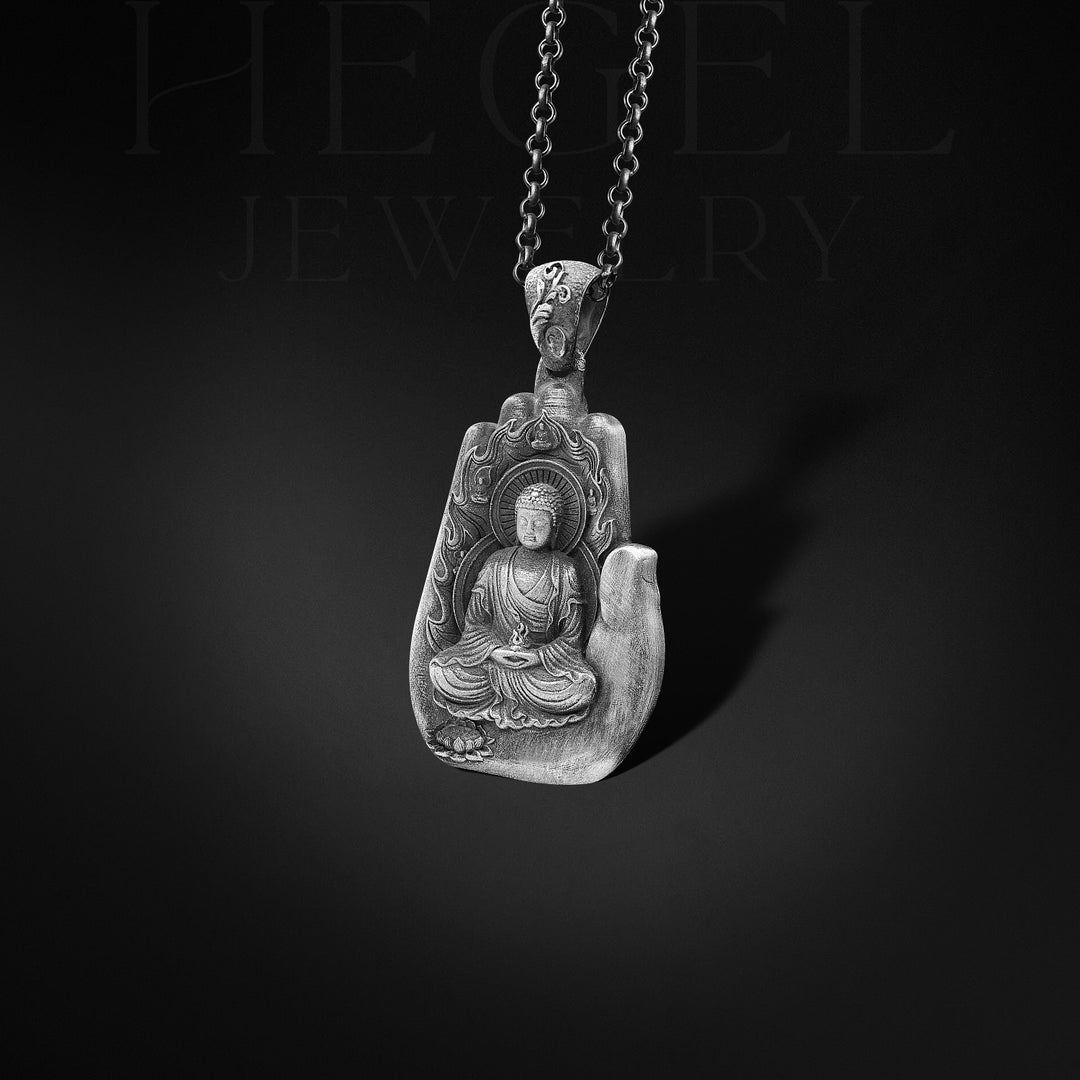 Silver Buddha Hand Mens Necklace Mens Gift Buddha Pendant - Etsy