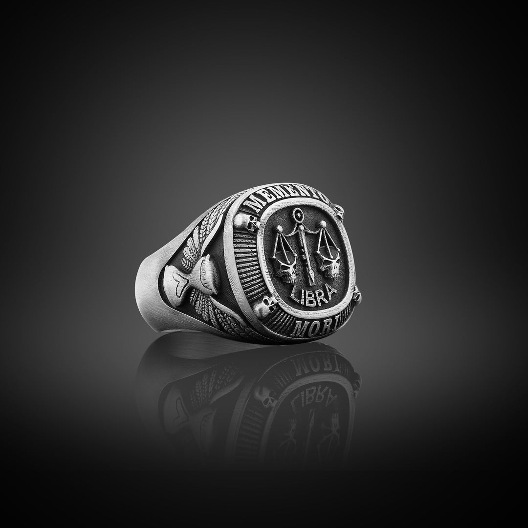 Libra Memento Mori Biker Ring for Men, Skull Punk Ring for Best Friend ...