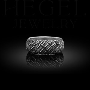 Crocodile Skin 925 Silver Adjustable Ring For Men Reptile Silver Men Jewelry Animal Band Minimalist Ring Gothic Jewelry Gift Ring For Men