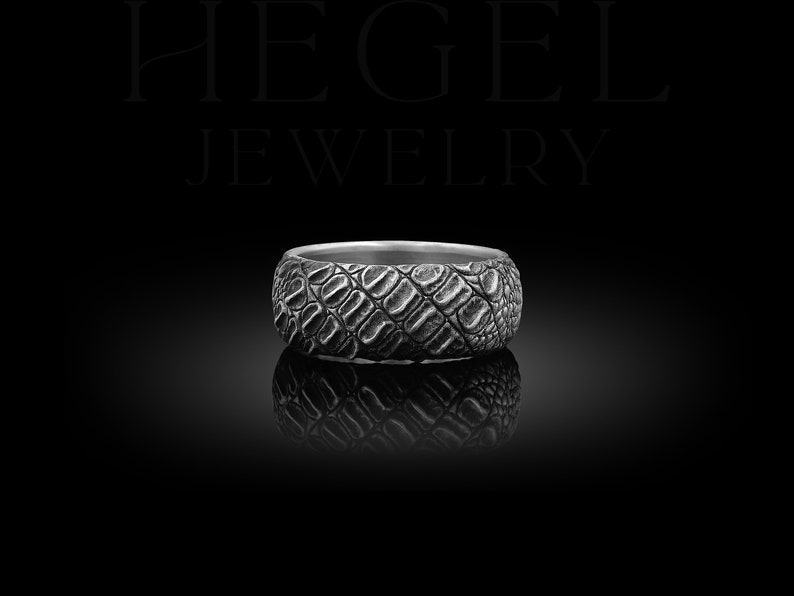 Crocodile Skin 925 Silver Adjustable Ring For Men Reptile Silver Men Jewelry Animal Band Minimalist Ring Gothic Jewelry Gift Ring For Men