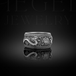 925 Sterling Silver Dragon Band Ring for Men, Yin Yang Men's Dragon Jewelry, Stylish Ring, Fantasy Dragon Ring Mythical Creature Gothic Ring