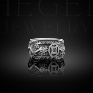 925 Sterling Silver Dragon Band Ring for Men, Yin Yang Men's Dragon Jewelry, Stylish Ring, Fantasy Dragon Ring Mythical Creature Gothic Ring