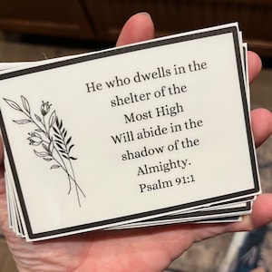 Psalm 91 scripture memory verse cards with simple and cute florals black and white New American Standard Bible translation