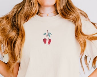 Comfort Colors T-Shirt, Cherries T-Shirt, Summer Tee, Fruit T-Shirt, Cherry Graphic Tee, Women's Oversized T-Shirt, Oversized Comfort Colors