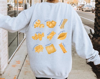Pasta Collage Sweatshirt, Spaghetti Crewneck, Oversized Sweatshirt, Pasta Graphic Sweatshirt, Foodie Pullover, Food or Pasta Lover Gift