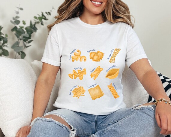 Pasta Collage T-Shirt, Spaghetti Shirt, Ravioli Tee, Pasta Graphic Tee, Italian T-Shirt, Foodie T-Shirt, Food or Pasta Lover Gift