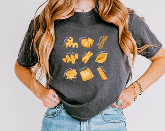 Comfort Colors T-Shirt, Pasta Collage T-Shirt, Spaghetti Shirt, Ravioli Tee, Pasta Graphic Tee, Pasta or Foodie Lover Gift, Oversized Tee
