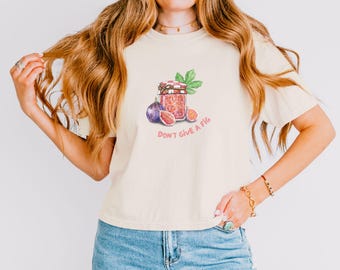 Comfort Colors Don't Give a Fig Oversized Shirt, Don't Give a Fig T-Shirt, Fig Shirt, Fruit T-Shirt, Funny Graphic Tee, Trendy Oversized Tee
