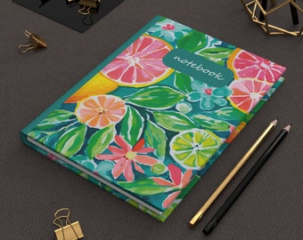 Hardcover Journal, Colorful Fruit Notebook, Watercolor Style Notebook, Fruit Journal, Everyday Journal, Diary for Her, Teacher's Notebook