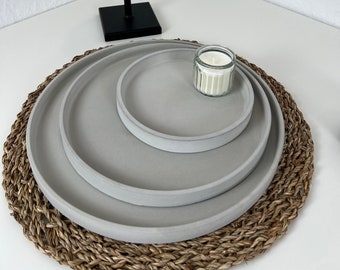 Concrete tray | Decorative plate | Serving tray | Decorative bowl | Decorative tray | Round with smooth edge