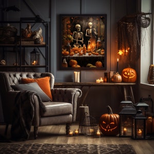 Halloween Wall Art - Printable Wall Art - Halloween Digital Art - Skeletons Wall Art - Halloween Scene Wall Art