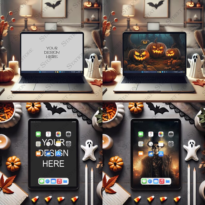 Halloween Mockups, Poster and Art Frame Mockup Bundle, Spooky Fall Mock ...
