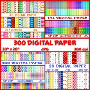 300 pacchetti di carta digitale con motivi senza soluzione di continuità per carta da regalo, sfondi e progetti fai da te, download digitale, collezione stampabile