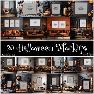 20 Halloween Mockups, Poster and Art Frame Mockup Bundle, Spooky Fall Mock Up Set, Digital Photoshop Mockups, Wall Frame Mockups