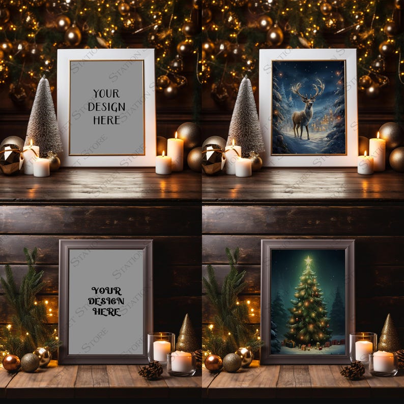 10 Christmas Mockups, Card and Art Frame Mockup Bundle, Holiday Mock up ...