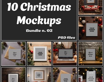 10 Christmas Mockups, Card and Art Frame Mockup Bundle, Holiday Mock up ...