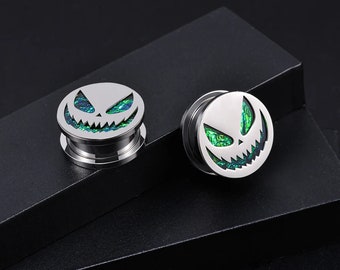 Paire de tunnels de perçage d'oreille en forme de citrouille d'halloween, en acier inoxydable, extenseurs, bijoux de corps, jauges de boucles d'oreilles, civières