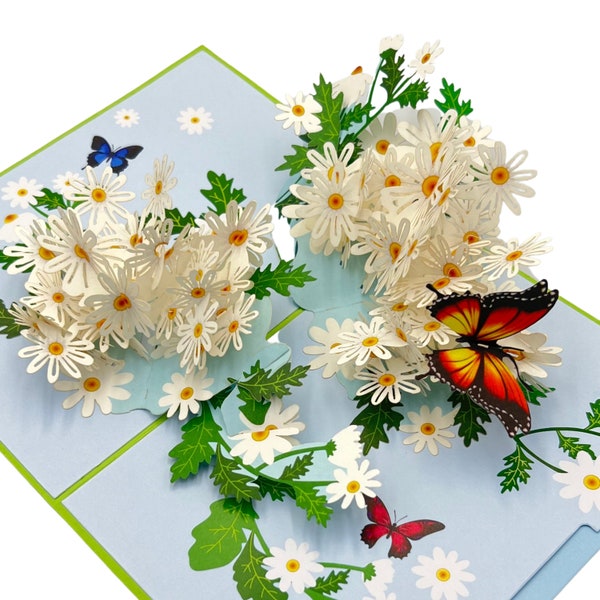 Pop Up Greeting Card, 3D Pop-Up Card, Blooming Flower Card, Daisy Field, Daisy Gift, Flower Cards, Spring Card, Mother's Day, Flowers Card