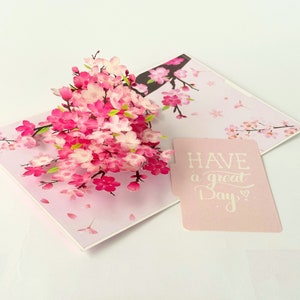 Pop Up Greeting Card Spring Cherry Blossom Blooming Colorful Nature Card Gift Idea Love Thank You Birthday Family Card Mother&#39;s Day Gift