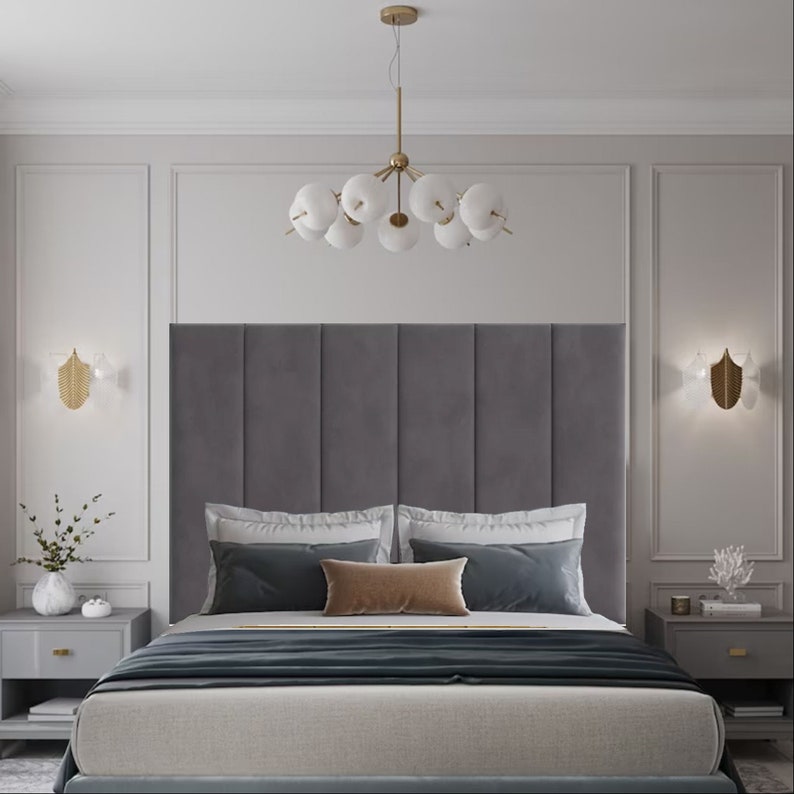 Genoa Plush Velvet Panels Headboard for Divan Bed Frame Single Double