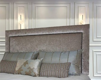 Tête de lit en lin Turin avec clous, pour divan-lit, tailles, 3 pi, 4 pi 6, 5 pi, 5 pi, hauteur, 20 po. 26 po. 30 po.