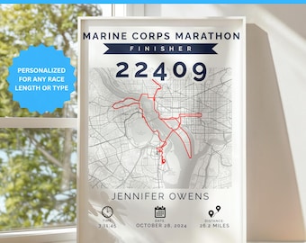 Gepersonaliseerde marathonkaartprint: aangepaste raceroute, cadeau loper